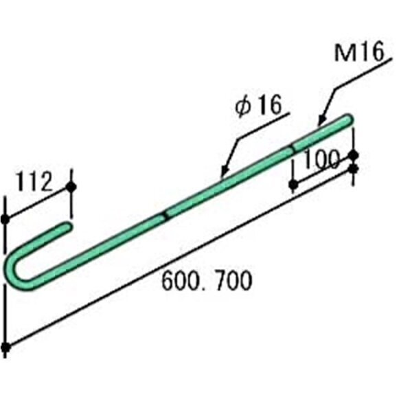Zアンカーボルト　M16　16mm×900mm