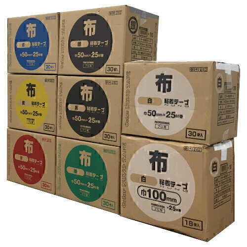 布カラー粘着テープ（白）　50mm×25m（輸入）