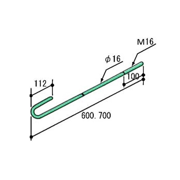 Zアンカーボルト　M16　16mm×700mm