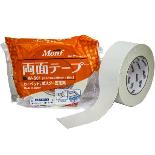 両面テープW-501（布）　0.40mm×25mm×15m